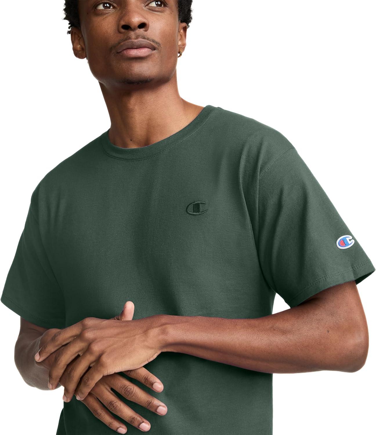 imageChampion Mens Classic Everyday Soft Comfortable TShirt Regular or Big ampamp TallDark Green C Logo