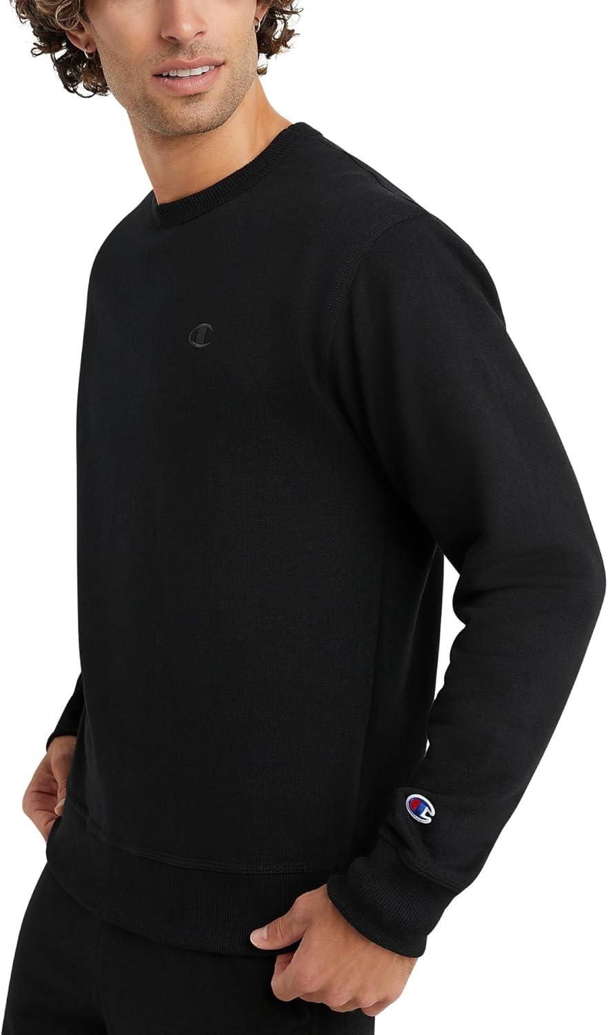 imageChampion Mens Fleece Midweight Crewneck Sweatshirt Reg Or Big ampamp TallBlack C Logo