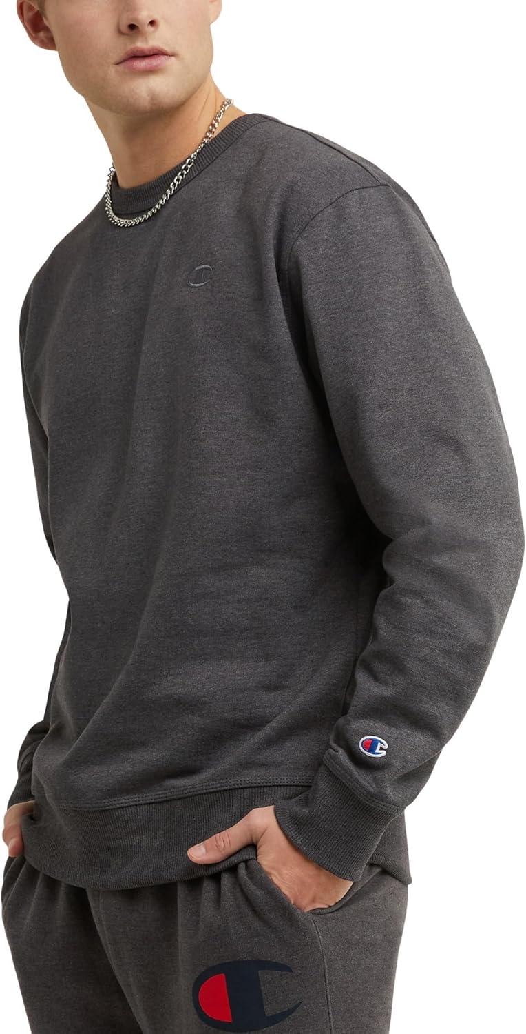 imageChampion Mens Fleece Midweight Crewneck Sweatshirt Reg Or Big ampamp TallGranite Heather C Logo