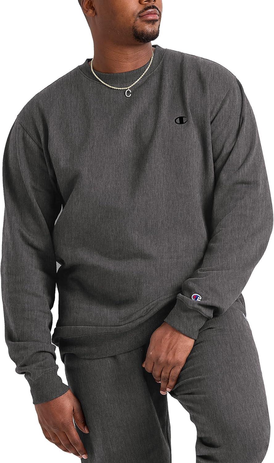 imageChampion Mens Fleece Midweight Crewneck Sweatshirt Reg Or Big ampamp TallGranite Heather