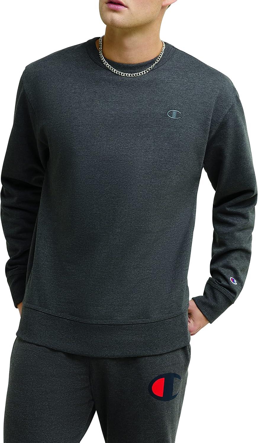 imageChampion Mens Fleece Midweight Crewneck Sweatshirt Reg Or Big ampamp TallGranite Heather