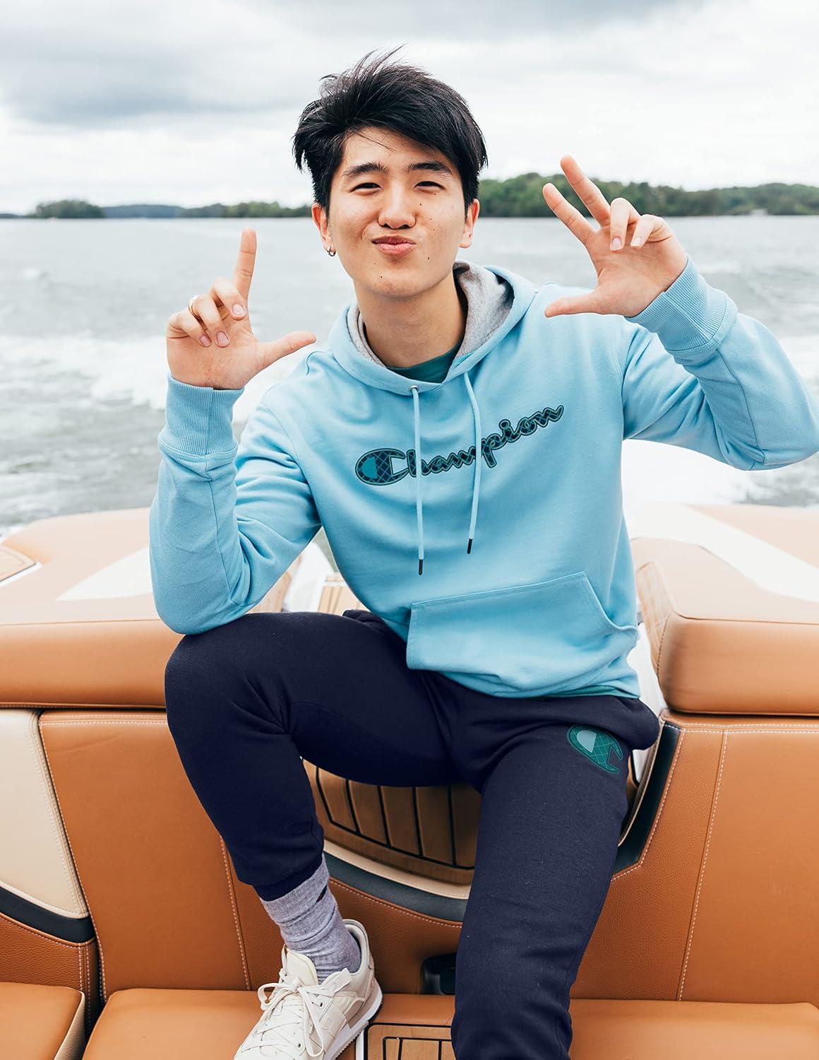 imageChampion Mens Fleece Script Logo Hoodie Reg Or Big ampamp TallBlack Script