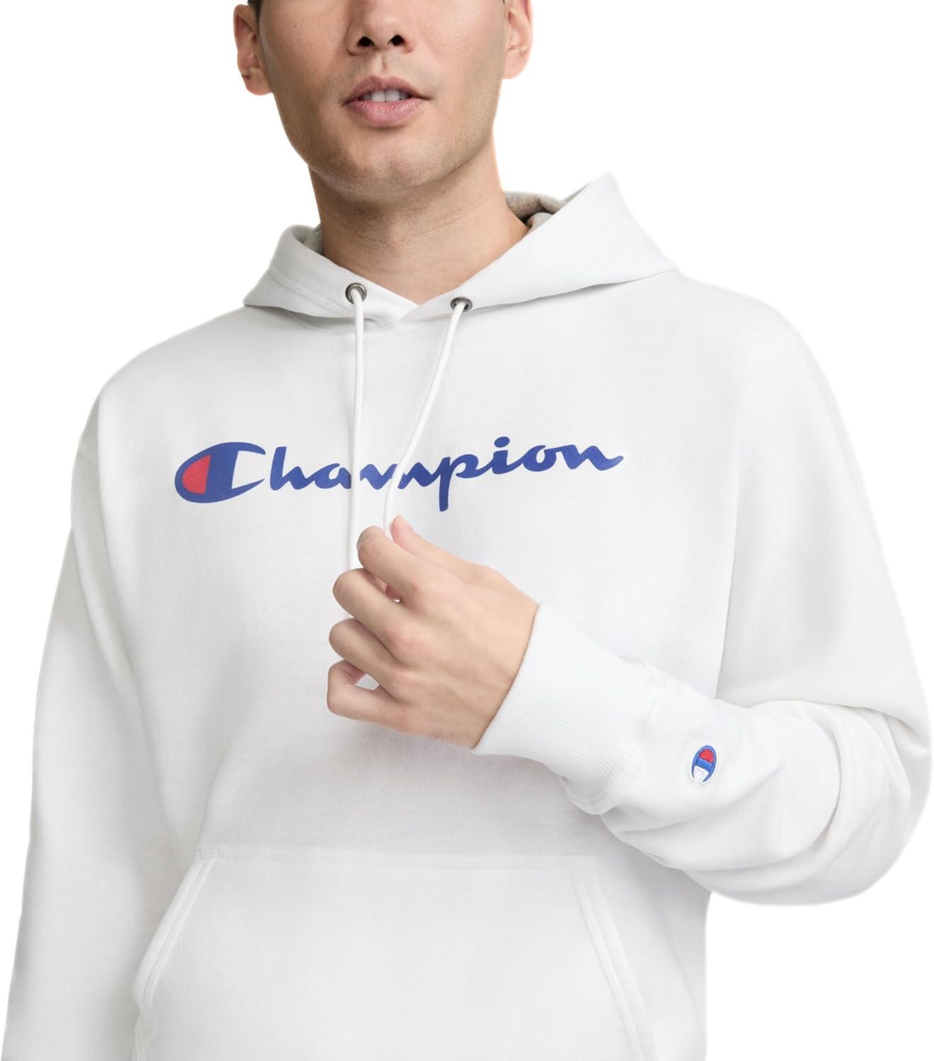 imageChampion Mens Fleece Script Logo Hoodie Reg Or Big ampamp TallWhite Classic Script Logo