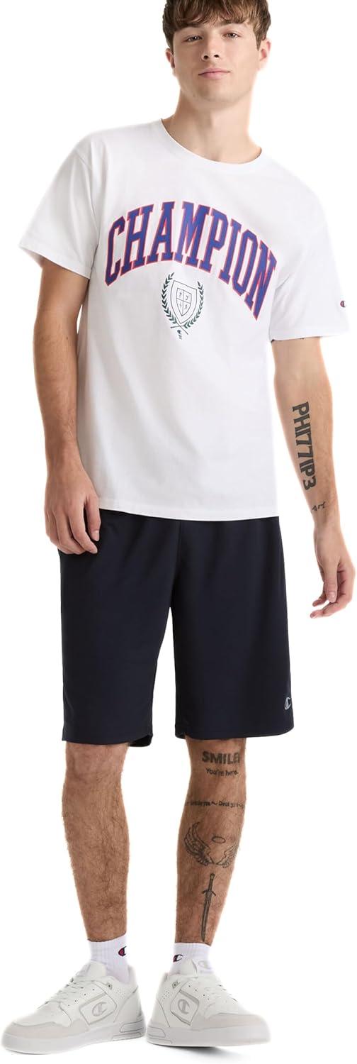 imageChampion Mens Heritage Short Sleeve Tee Mens TShirts Vintage Shirts Mens Tee Shirts GraphicsWhite Block Arch Seal