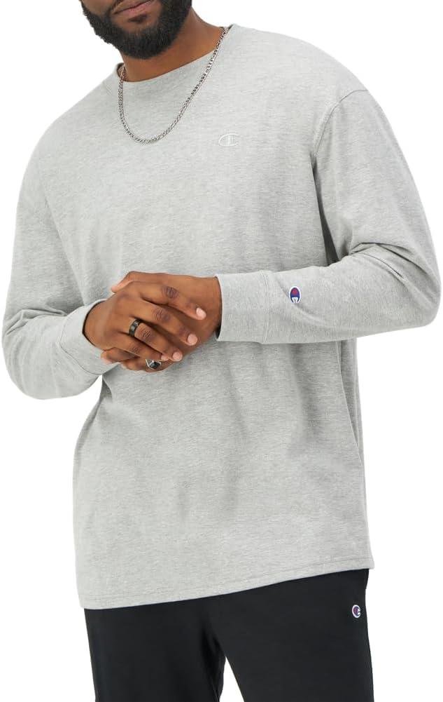 imageChampion Mens Long Sleeve Tshirt Classic Tshirt for Men Reg Or Big ampamp TallOxford Gray