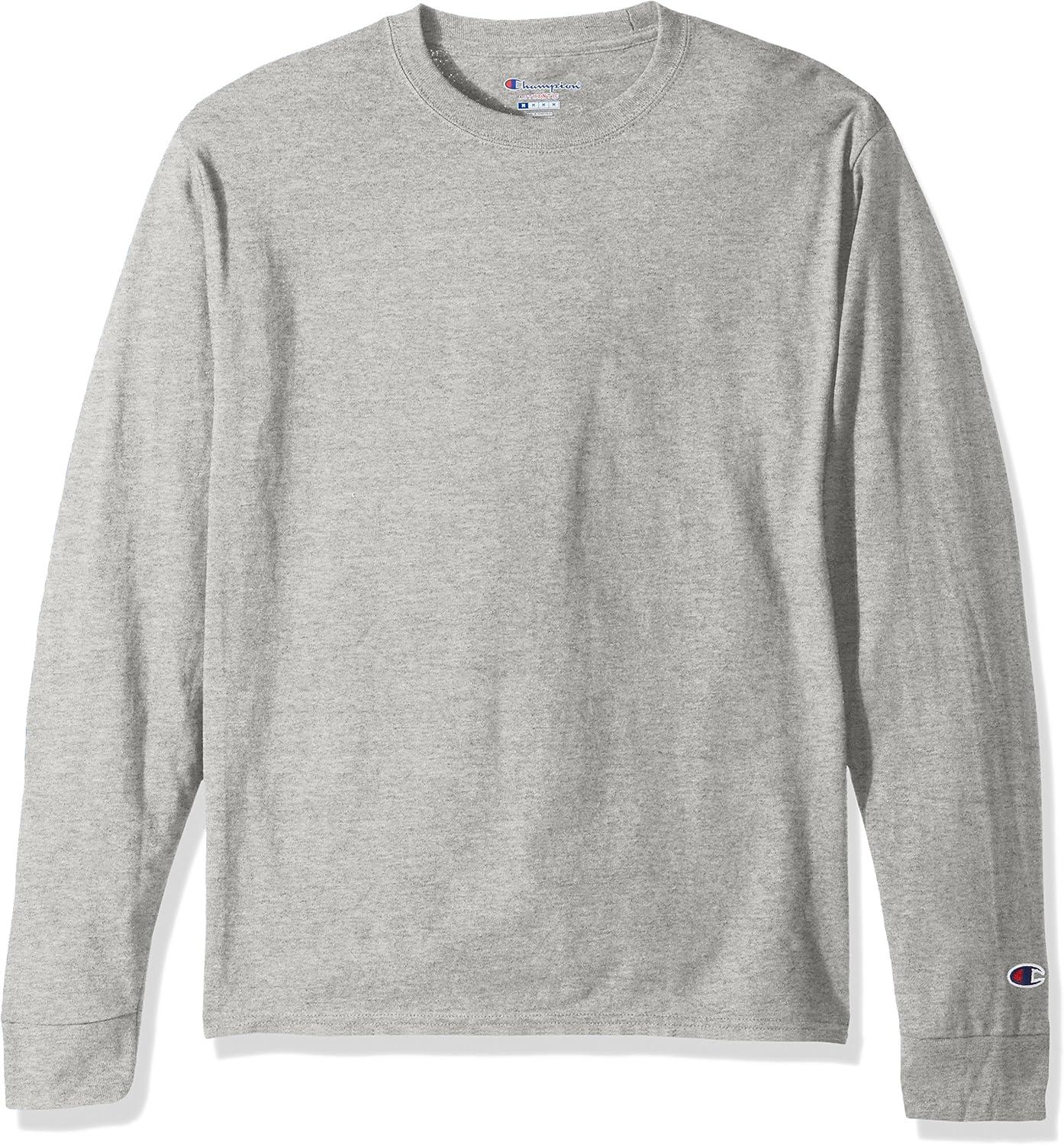 imageChampion Mens Long Sleeve Tshirt Classic Tshirt for Men Reg Or Big ampamp TallOxford Gray