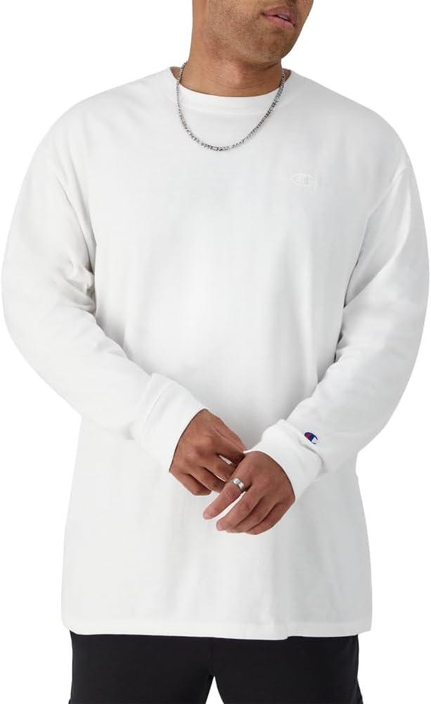 imageChampion Mens Long Sleeve Tshirt Classic Tshirt for Men Reg Or Big ampamp TallWhite