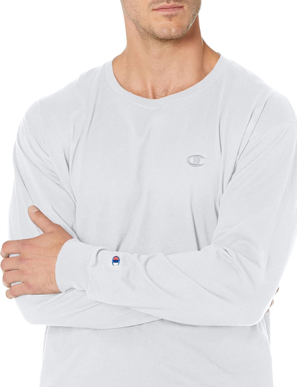 imageChampion Mens Long Sleeve Tshirt Classic Tshirt for Men Reg Or Big ampamp TallWhite