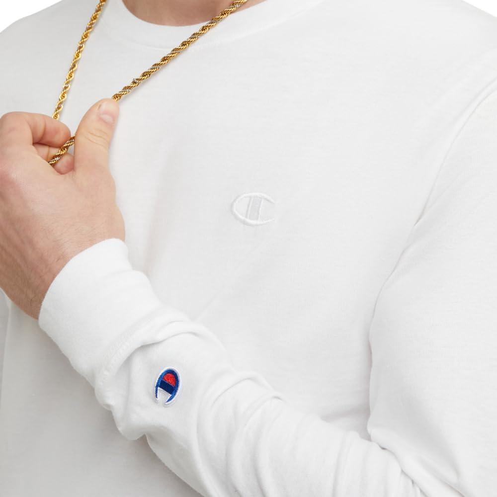 imageChampion Mens Long Sleeve Tshirt Classic Tshirt for Men Reg Or Big ampamp TallWhite