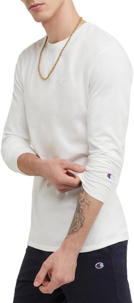 imageChampion Mens Long Sleeve Tshirt Classic Tshirt for Men Reg Or Big ampamp TallWhite
