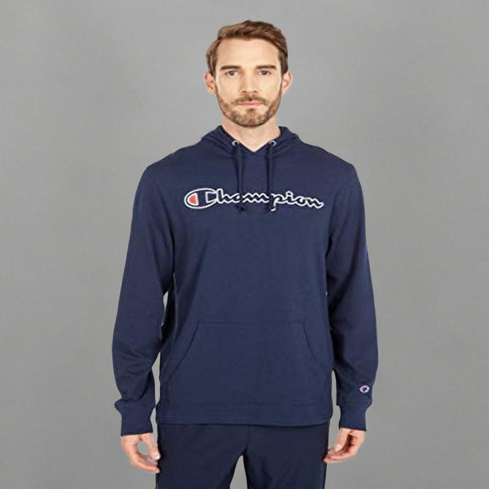 imageChampion Mens Long Sleeve Tshirt Hoodie Retired ColorsNavy Script Outline