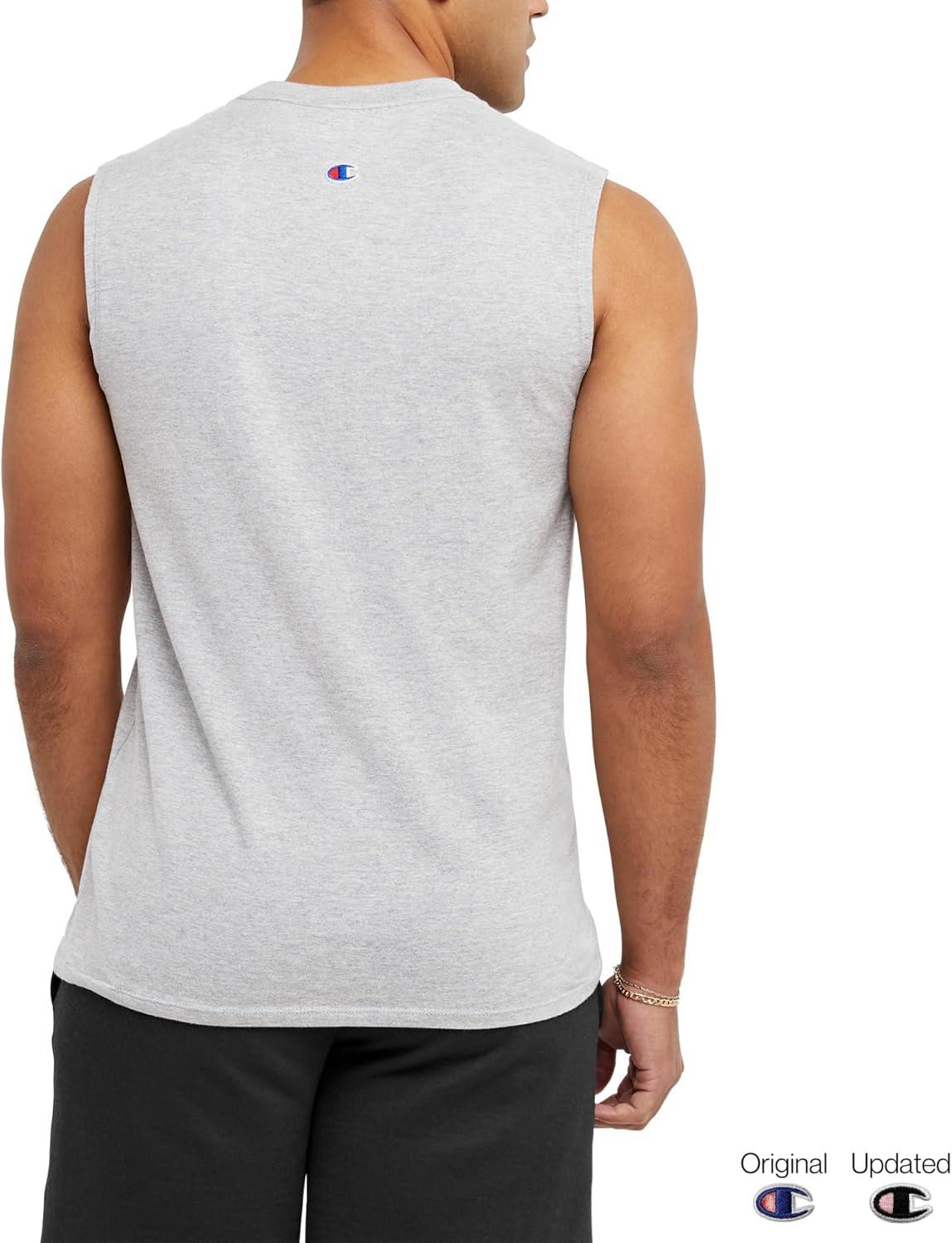 imageChampion Mens Muscle Tank Classic Graphic Muscle Tee Sleeveless Tshirt for Men Reg Or Big ampamp TallOxford Gray Classic Script Logo