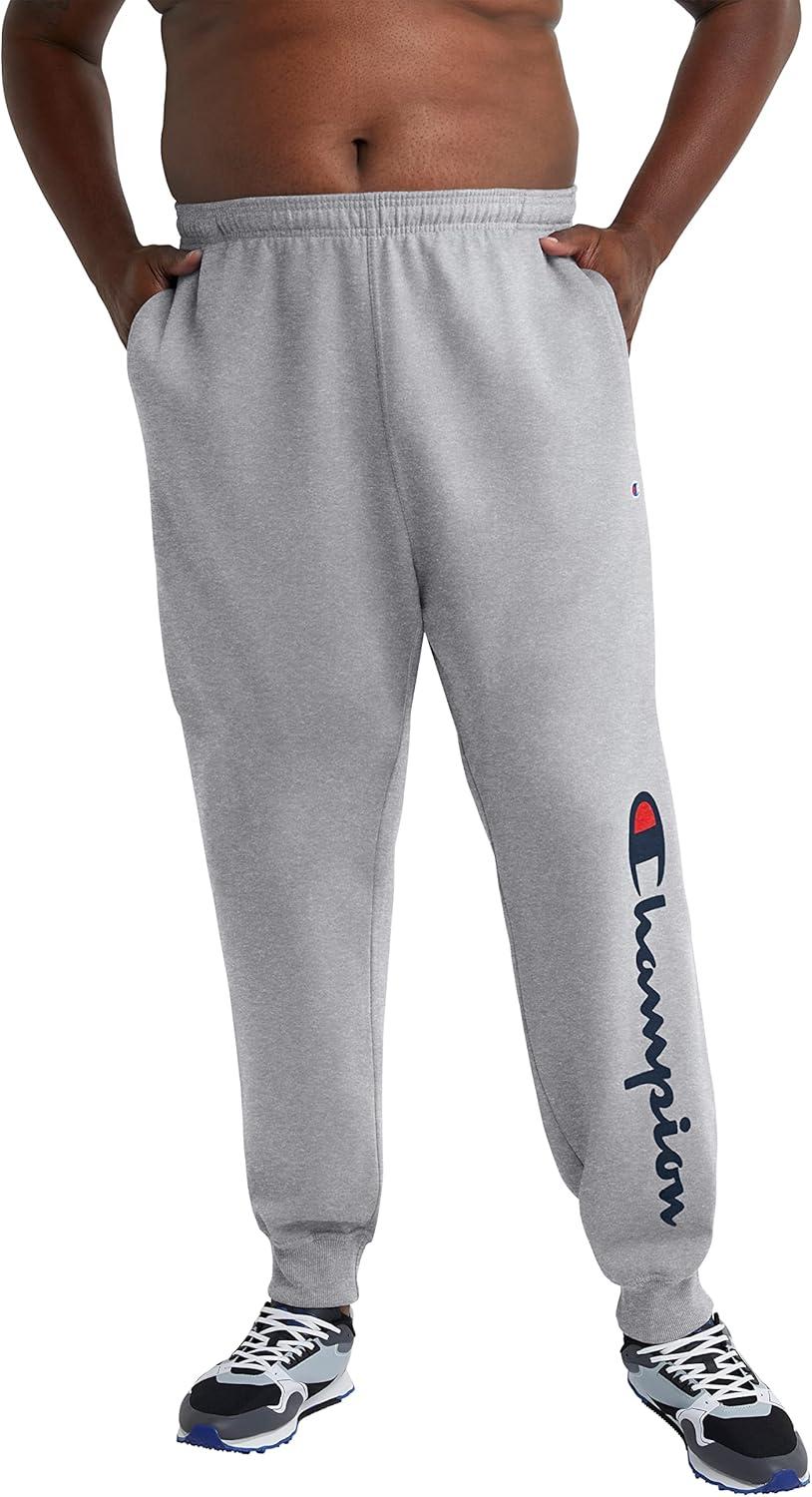 imageChampion Mens Powerblend Fleece JoggersOxford Gray Classic Script Logo