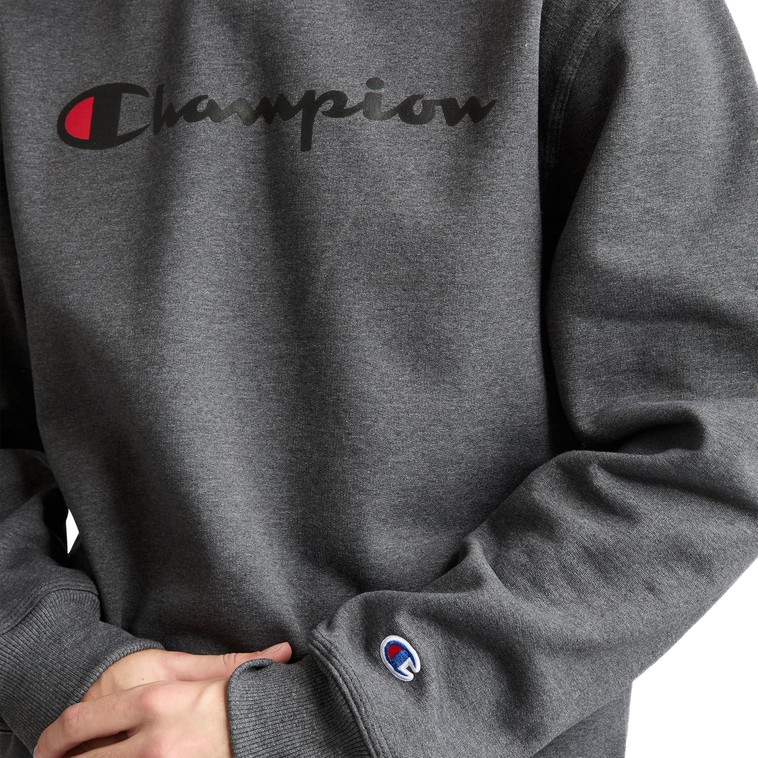 imageChampion Mens Sweatshirt Fleece Midweight Crewneck Sweatshirt Reg Or Big ampamp TallGranite Heather Classic Script Logo