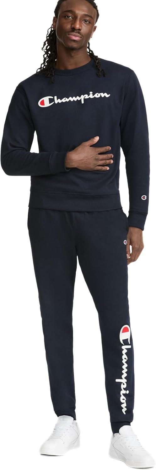 imageChampion Mens Sweatshirt Fleece Midweight Crewneck Sweatshirt Reg Or Big ampamp TallNavy Classic Script Logo