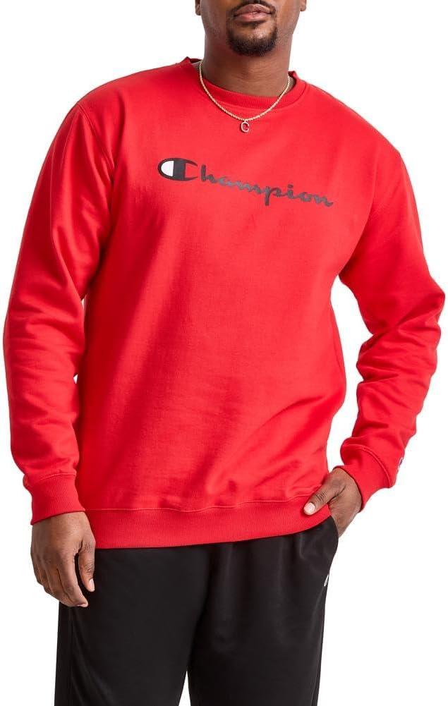 imageChampion Mens Sweatshirt Fleece Midweight Crewneck Sweatshirt Reg Or Big ampamp TallTeam Red Scarlet Classic Script Logo