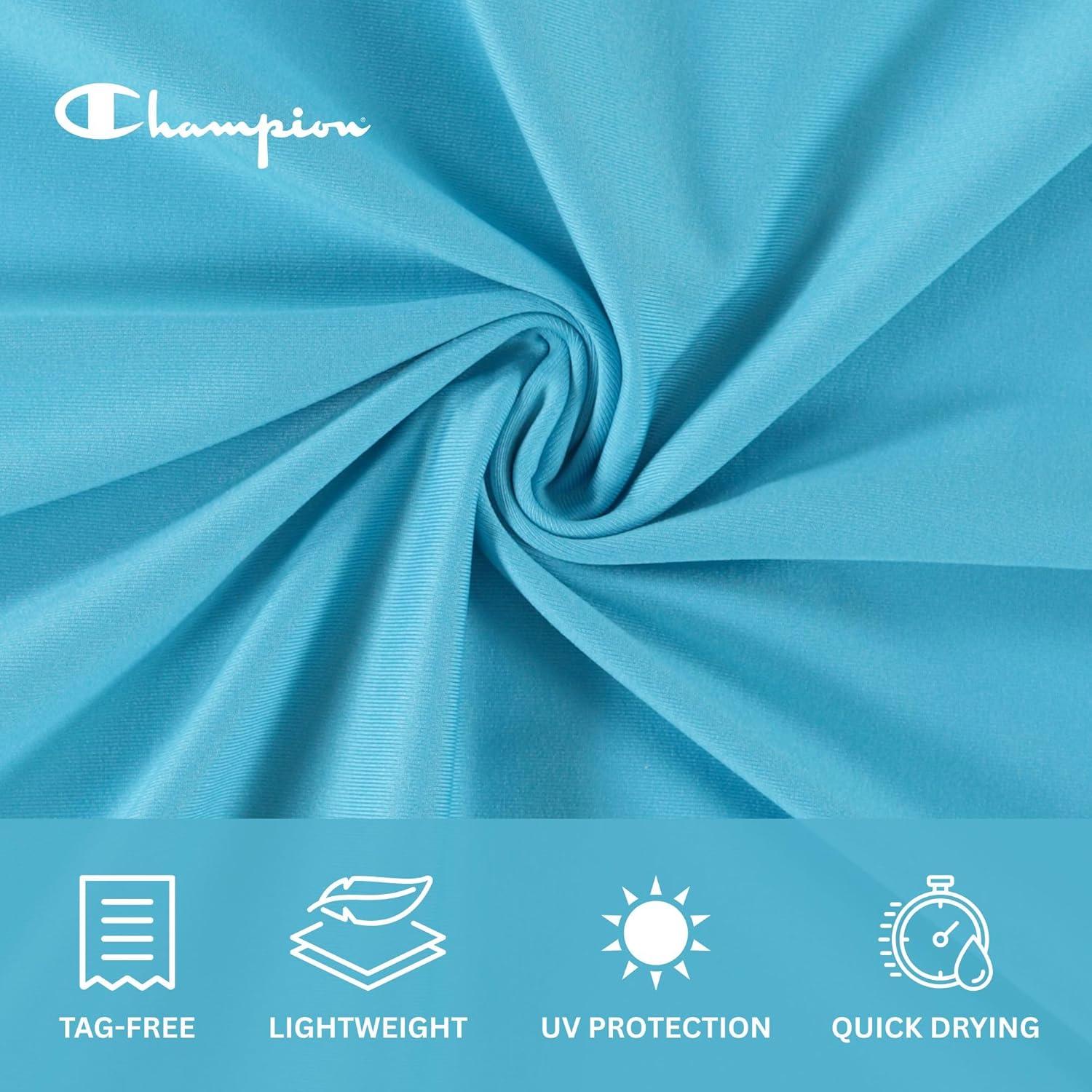 imageChampion Rash Guard for Men Long Sleeve Mens Swim Shirt for Fishing Hiking UPF 50 SPF Sun UV Protection Quick DryLight Blue