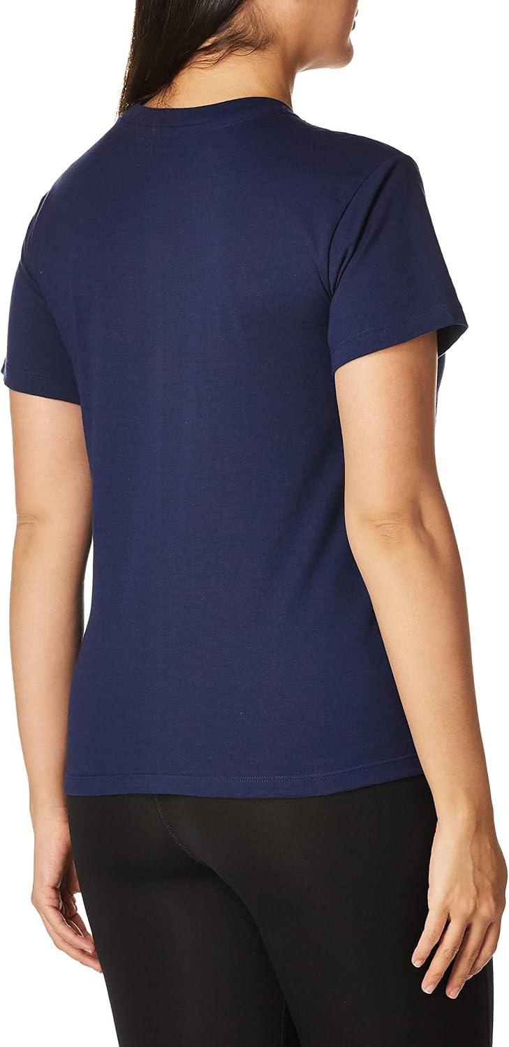 imageChampion Womens Classic Short Sleeve Graphic TShirt Standard Fit Script LogoAthletic Navy Classic Script Logo