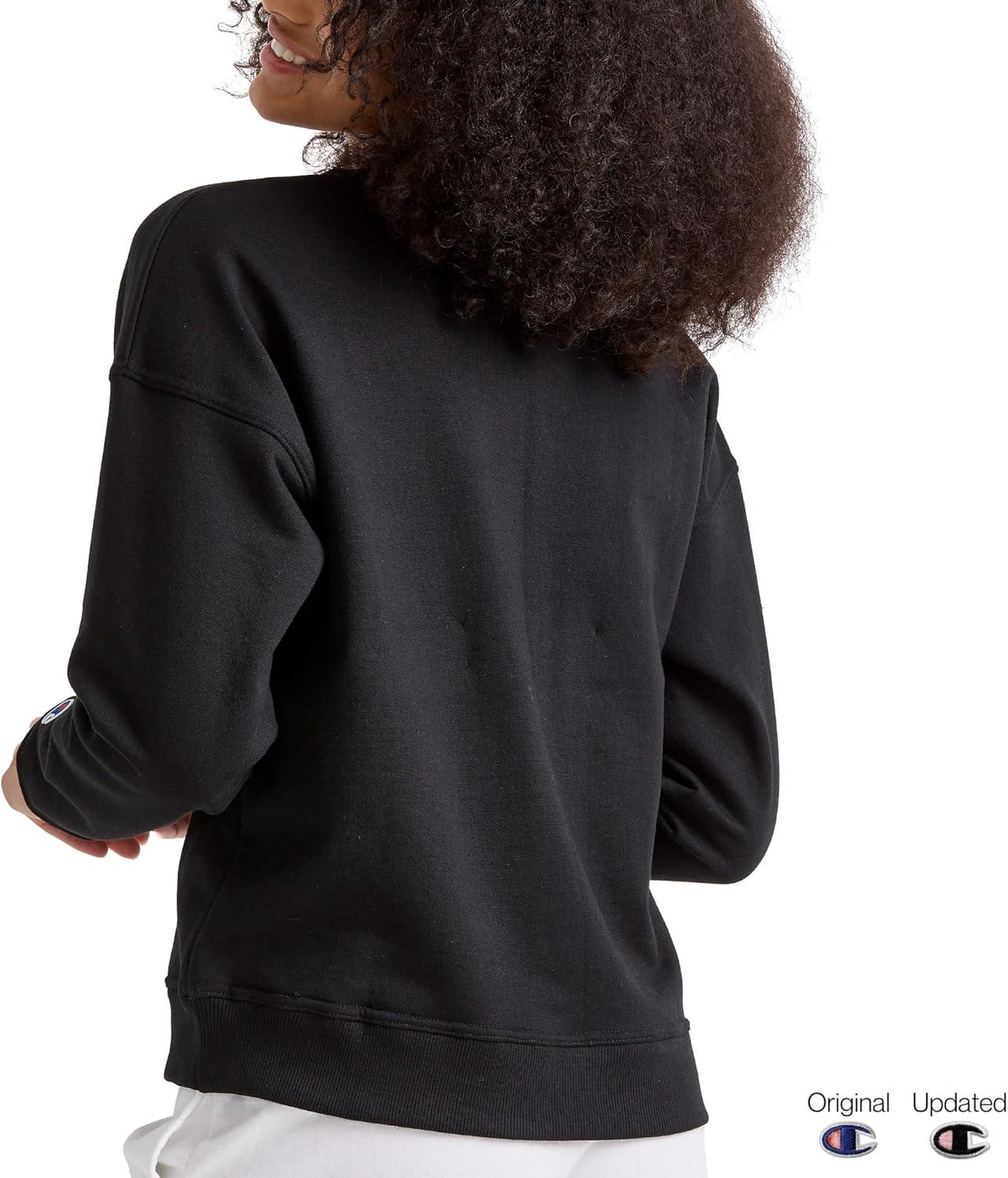imageChampion Womens Sweatshirt Fleece Crewneck Sweatshirt Warm Sweatshirt for Women Plus Size AvailableBlack Classic Script Logo