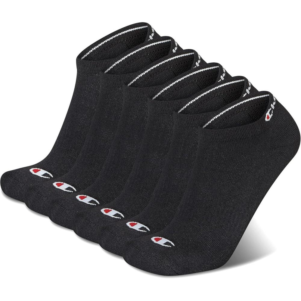 imageChampion Mens 6Pack Low Cut SocksBlack Toe Logo