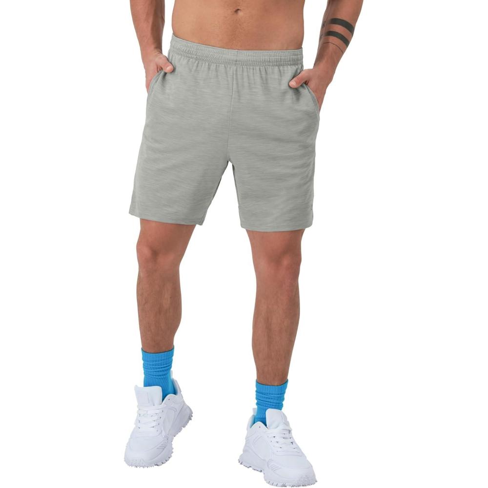 imageChampion Mens 7quot and 10quot Sport Shorts Standard Fit Lightweight Moisture Wicking Available in Regular and Big ampamp TallOxford Gray