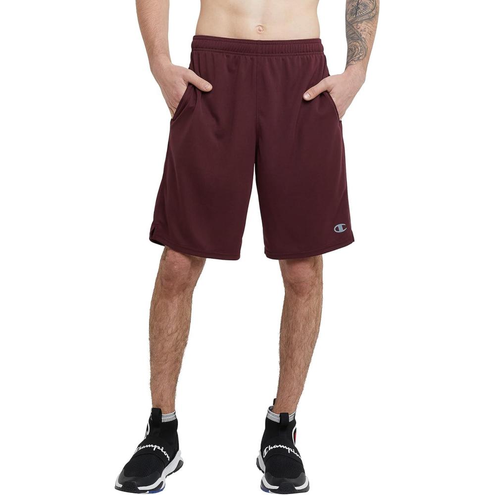 imageChampion Mens 7quot and 10quot Sport Shorts Standard Fit Lightweight Moisture Wicking Available in Regular and Big ampamp TallTeam Maroon