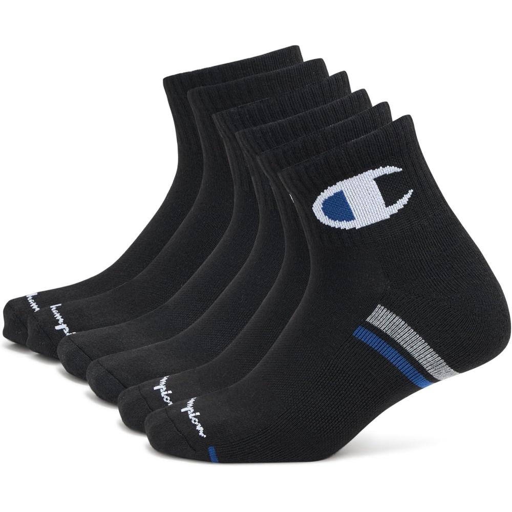 imageChampion Mens Ankle Socks 6PackBlack Cuff Logo