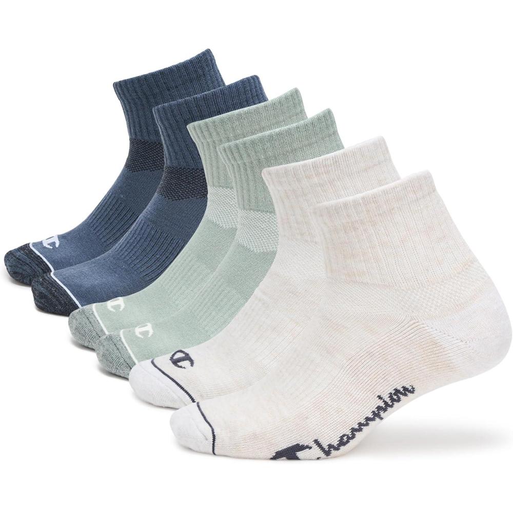 imageChampion Mens Ankle Socks 6PackGreyGreen Multi