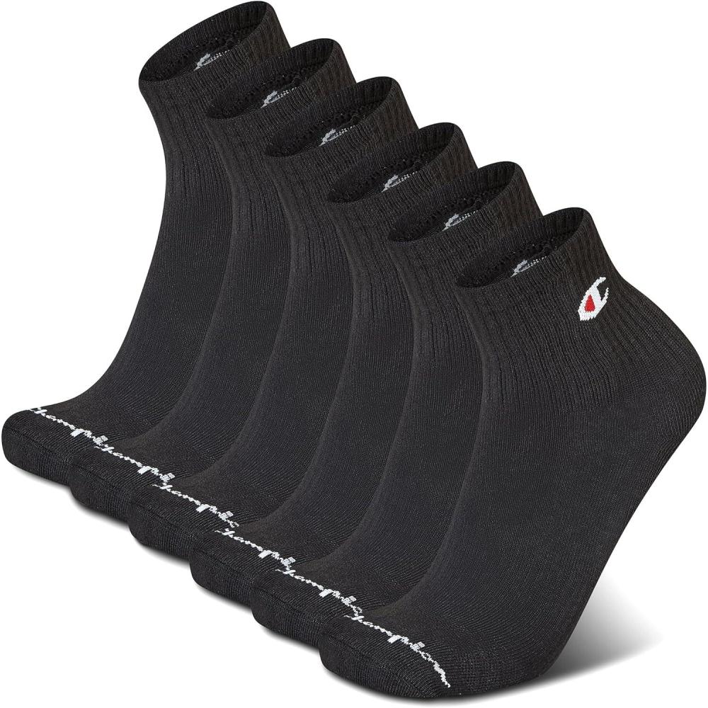 imageChampion Mens Ankle Socks 6PackHigh Quarter Black