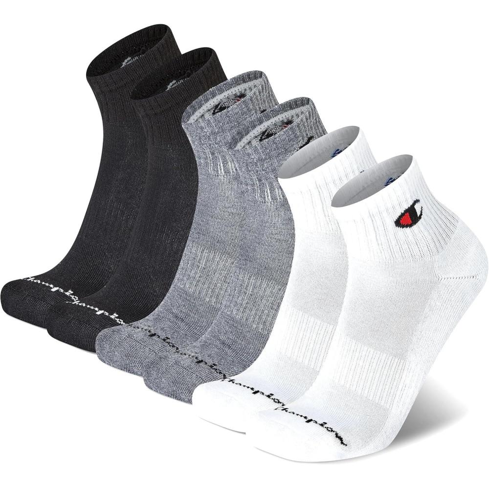 imageChampion Mens Ankle Socks 6PackMulti White  Grey  Black