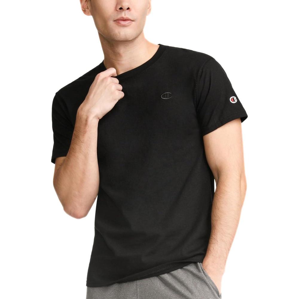 imageChampion Mens Classic Everyday Soft Comfortable TShirt Regular or Big ampamp TallBlack C Logo