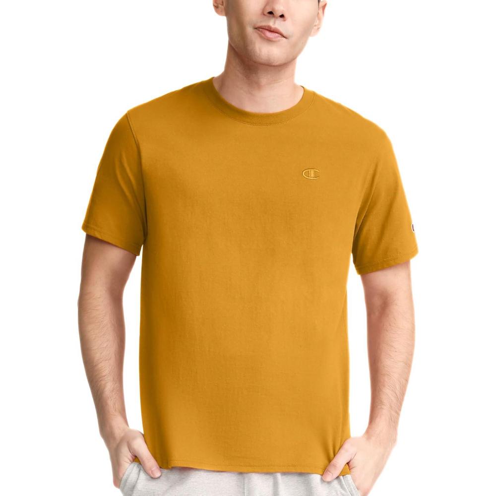imageChampion Mens Classic Everyday Soft Comfortable TShirt Regular or Big ampamp TallHoney Mustard Yellow C Logo