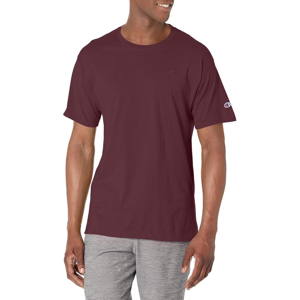 imageChampion Mens Classic Everyday Soft Comfortable TShirt Regular or Big ampamp TallMaroon C Logo