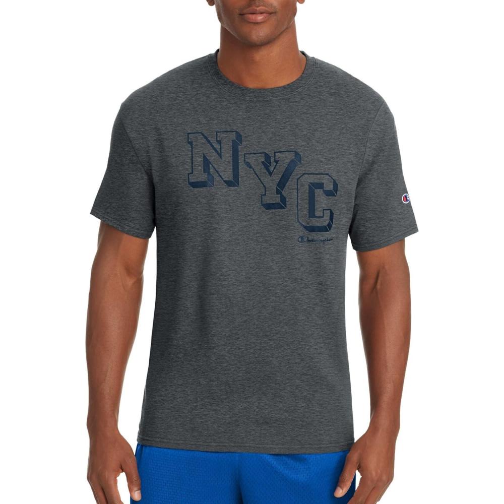 imageChampion Mens Classic Graphic Short Sleeve TShirt Script Logo Reg Or Big ampamp TallCharcoal Heathery07034