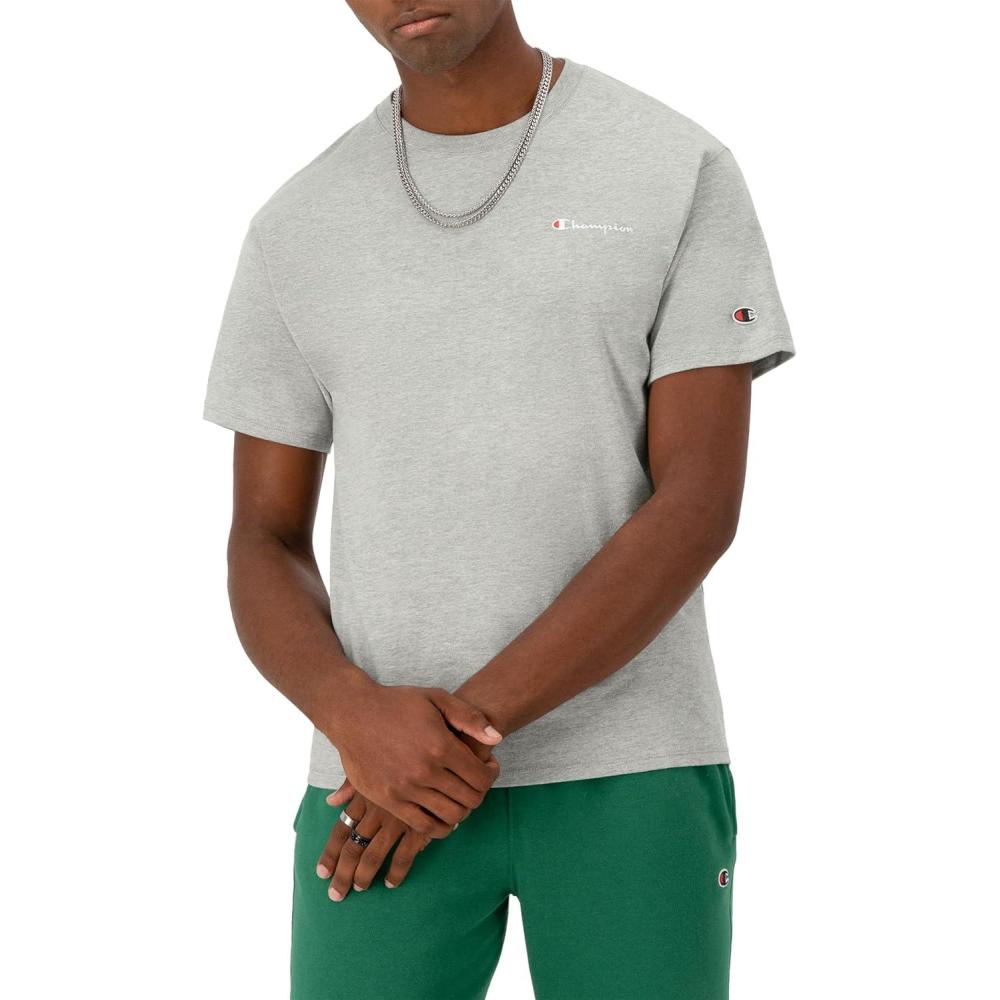 imageChampion Mens Classic Graphic Short Sleeve TShirt Script Logo Reg Or Big ampamp TallOxford Gray Small Script