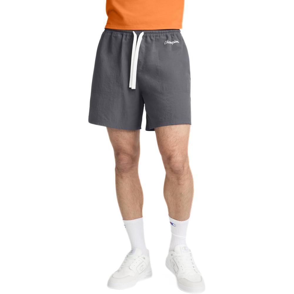 imageChampion Mens Classic Woven Short 6quot Script LogoNine Iron