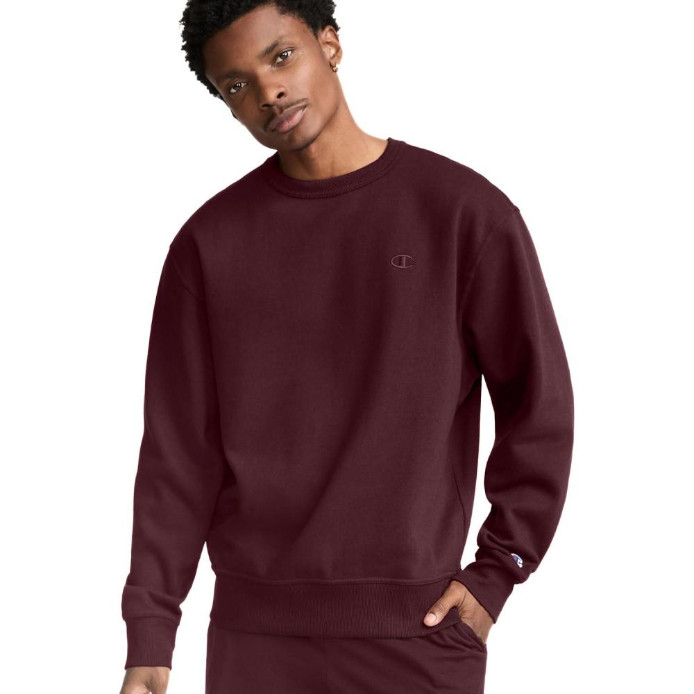 imageChampion Mens Fleece Midweight Crewneck Sweatshirt Reg Or Big ampamp TallMaroon  C Logo