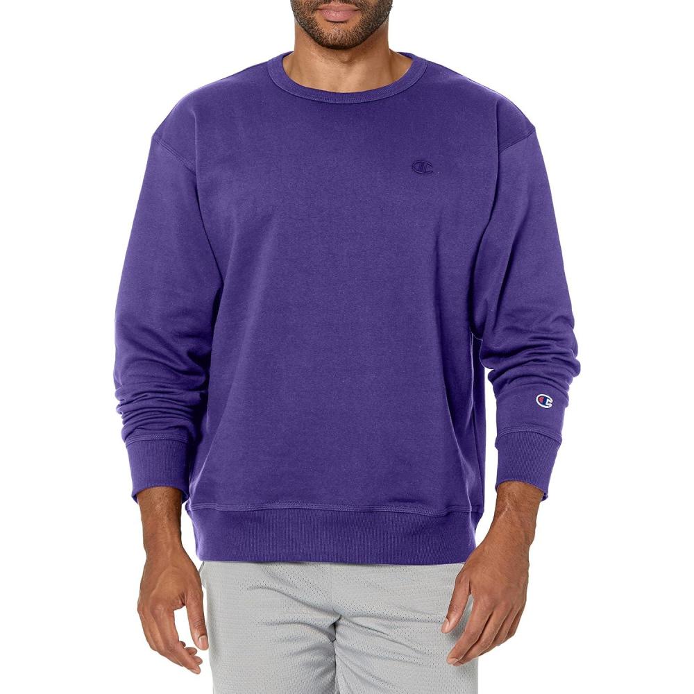 imageChampion Mens Fleece Midweight Crewneck Sweatshirt Reg Or Big ampamp TallPurple C Logo