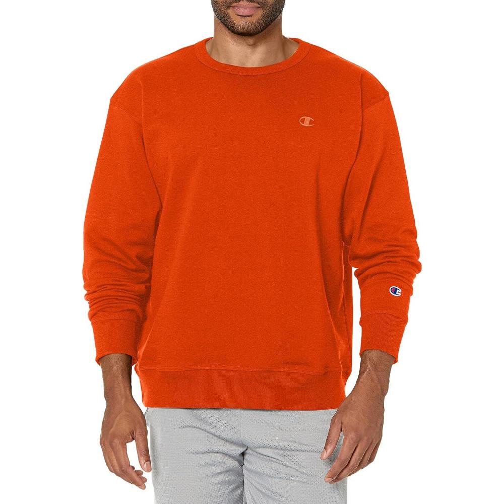 imageChampion Mens Fleece Midweight Crewneck Sweatshirt Reg Or Big ampamp TallSpicy Orange C Logo