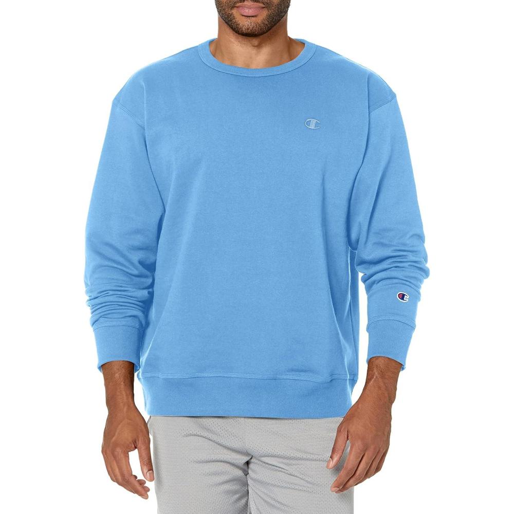 imageChampion Mens Fleece Midweight Crewneck Sweatshirt Reg Or Big ampamp TallSwiss Blue C Logo