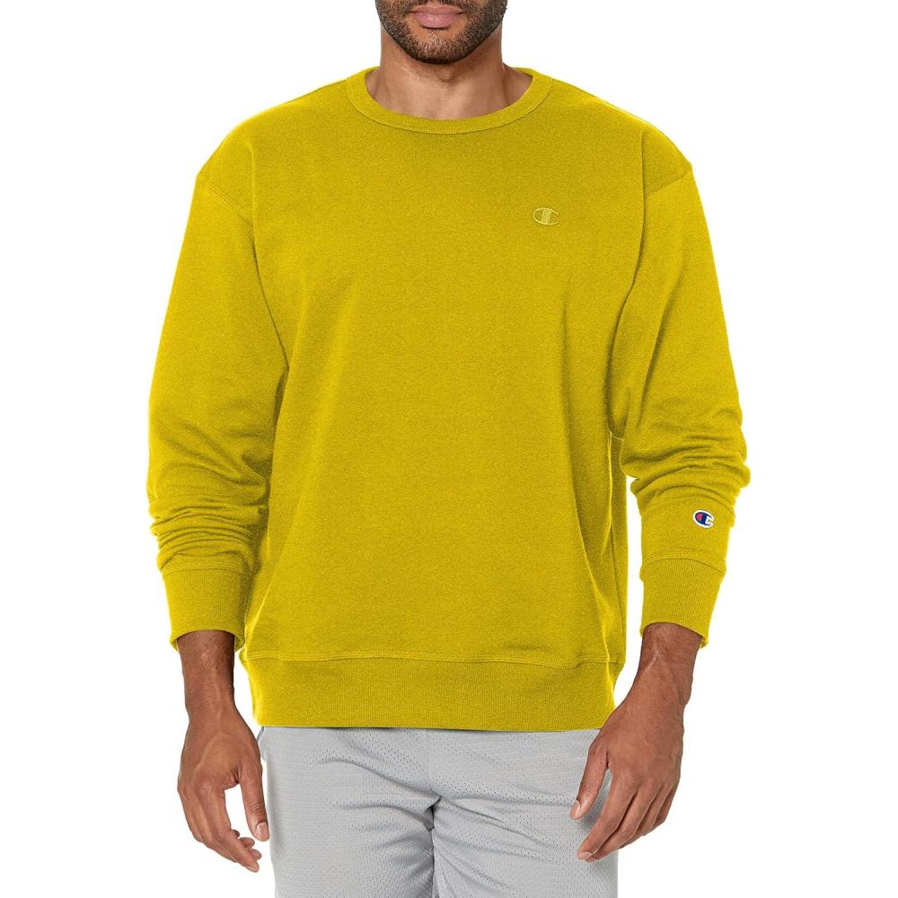 imageChampion Mens Fleece Midweight Crewneck Sweatshirt Reg Or Big ampamp TallTeam Gold C Logo