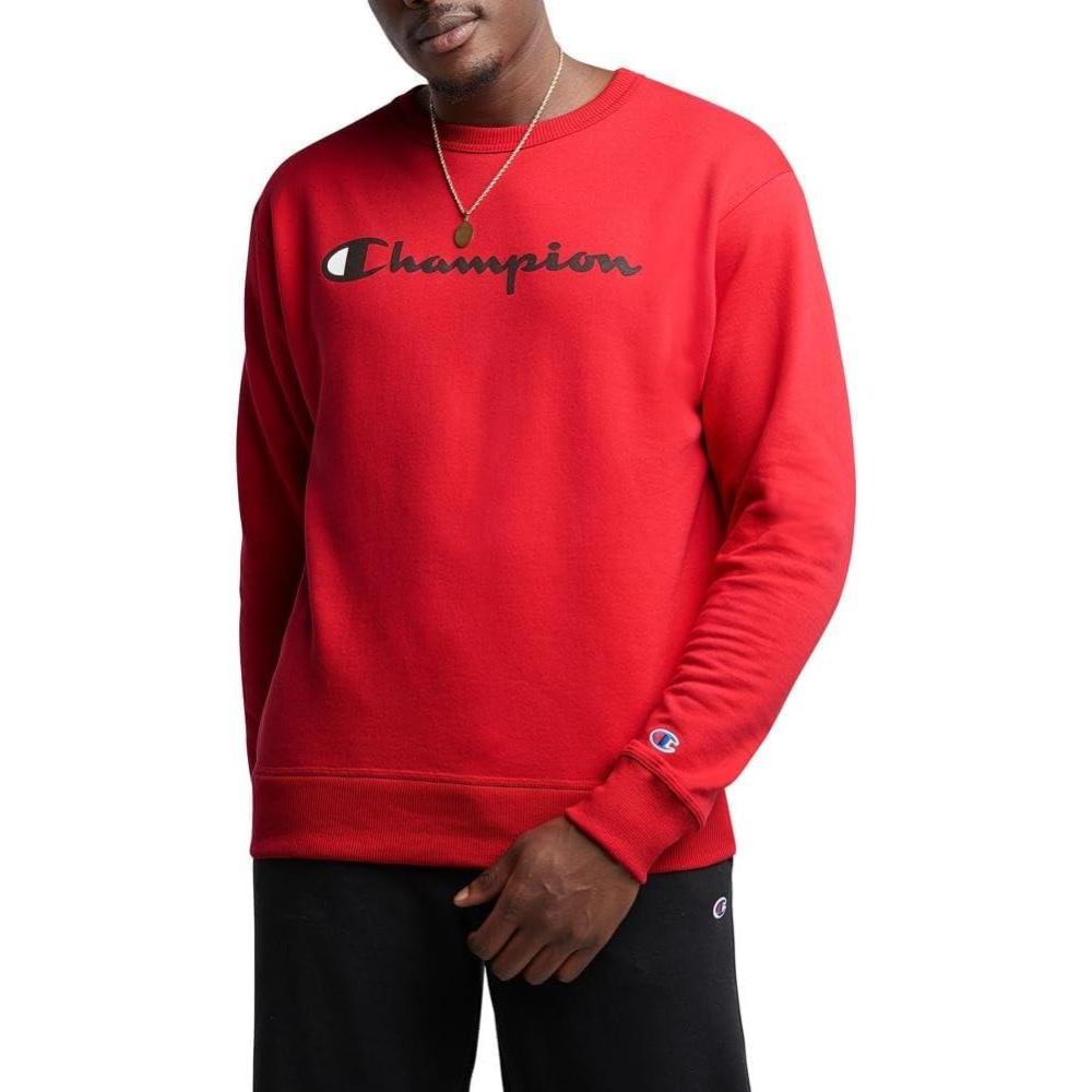 imageChampion Mens Fleece Midweight Crewneck Sweatshirt Reg Or Big ampamp TallTeam Red Scarlet Classic Script Logo