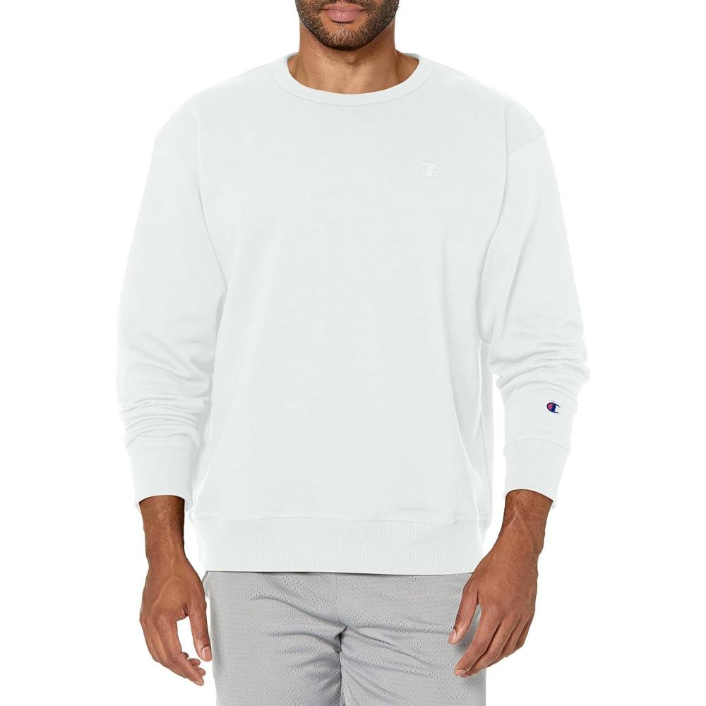 imageChampion Mens Fleece Midweight Crewneck Sweatshirt Reg Or Big ampamp TallWhite C Logo