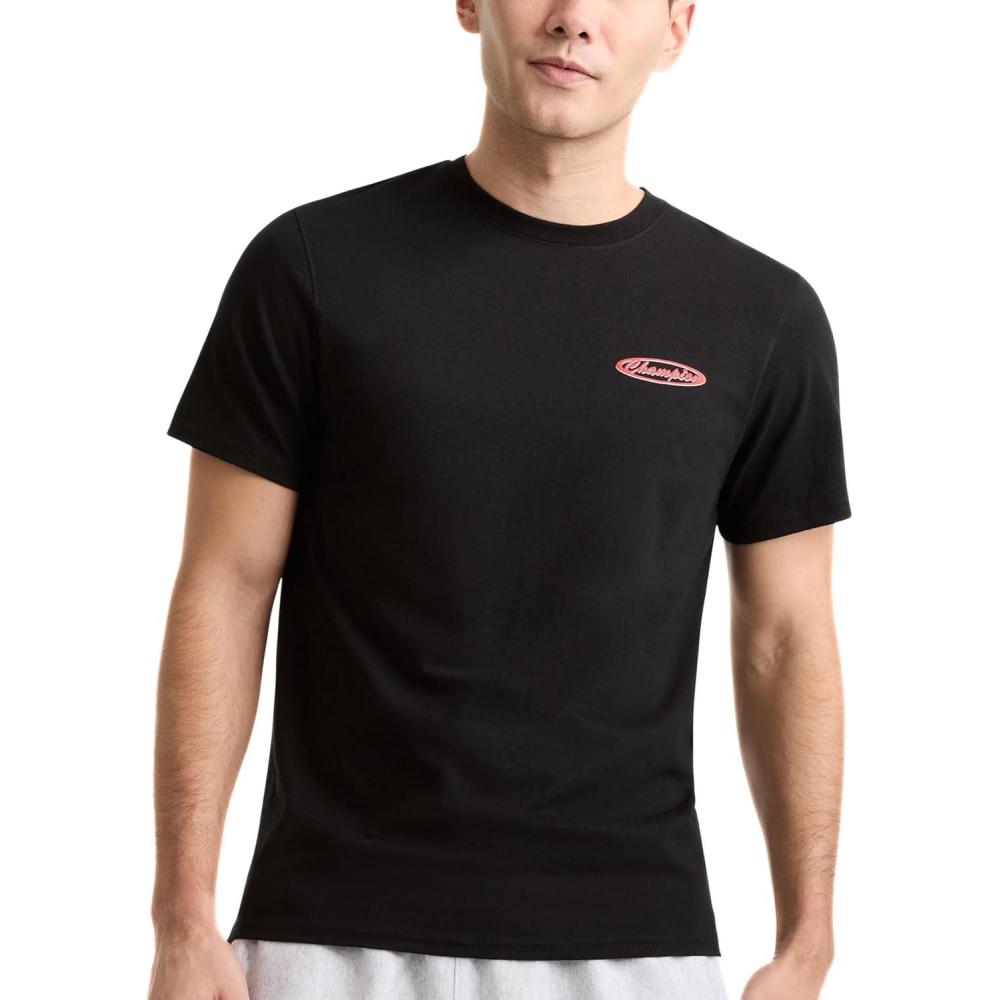 imageChampion Mens Heritage Short Sleeve Tee Mens TShirts Vintage Shirts Mens Tee Shirts GraphicsBlack Globe