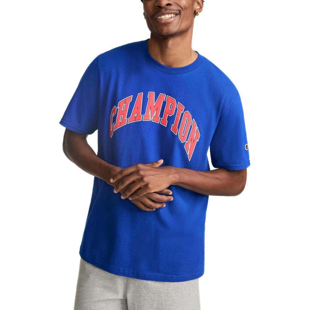 imageChampion Mens Heritage Short Sleeve Tee Mens TShirts Vintage Shirts Mens Tee Shirts GraphicsSurf the Web Arched Block Logo