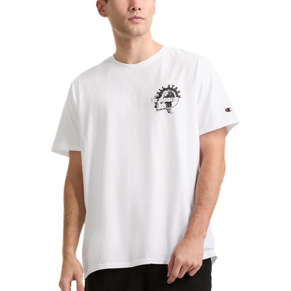 imageChampion Mens Heritage Short Sleeve Tee Mens TShirts Vintage Shirts Mens Tee Shirts GraphicsWhite Hoops