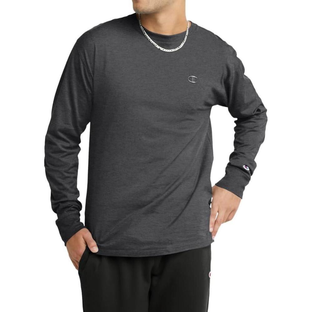 imageChampion Mens Long Sleeve Tshirt Classic Tshirt for Men Reg Or Big ampamp TallGranite Heather
