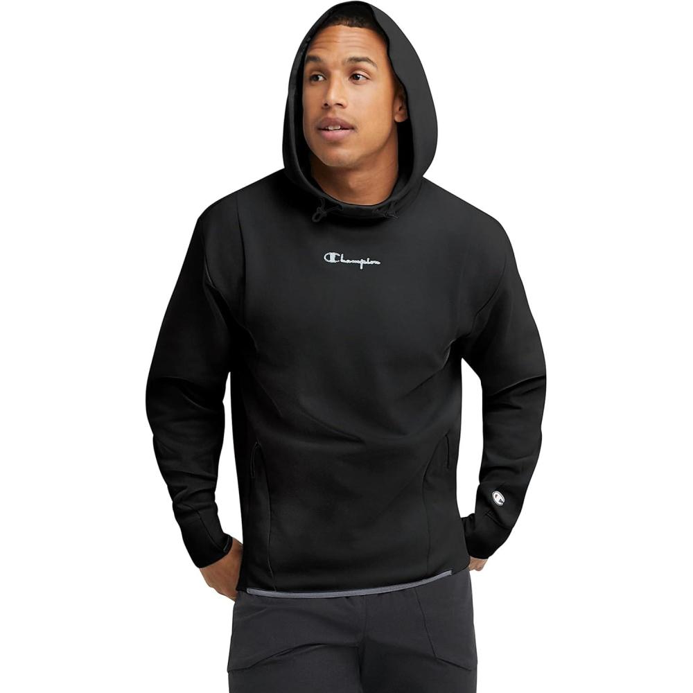 imageChampion Mens Long Sleeve Tshirt Hoodie Retired ColorsBlack Small Script