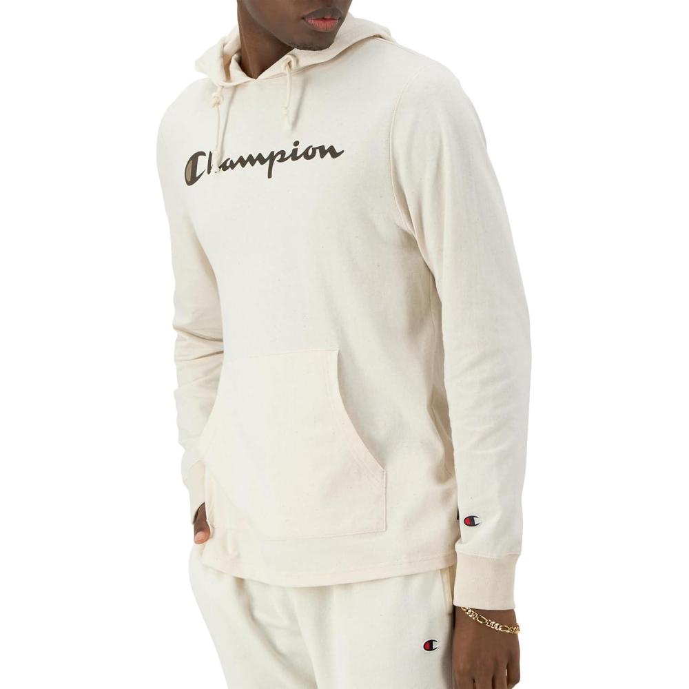 imageChampion Mens Long Sleeve Tshirt Hoodie Retired ColorsNatural Script
