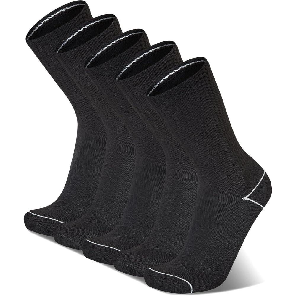 imageChampion Mens Moisturewicking Athletic Crew Socks with Cushioning ampamp Arch SupportBlack HeelToe